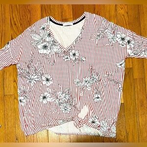 Cherish Striped and Floral short sleeved top